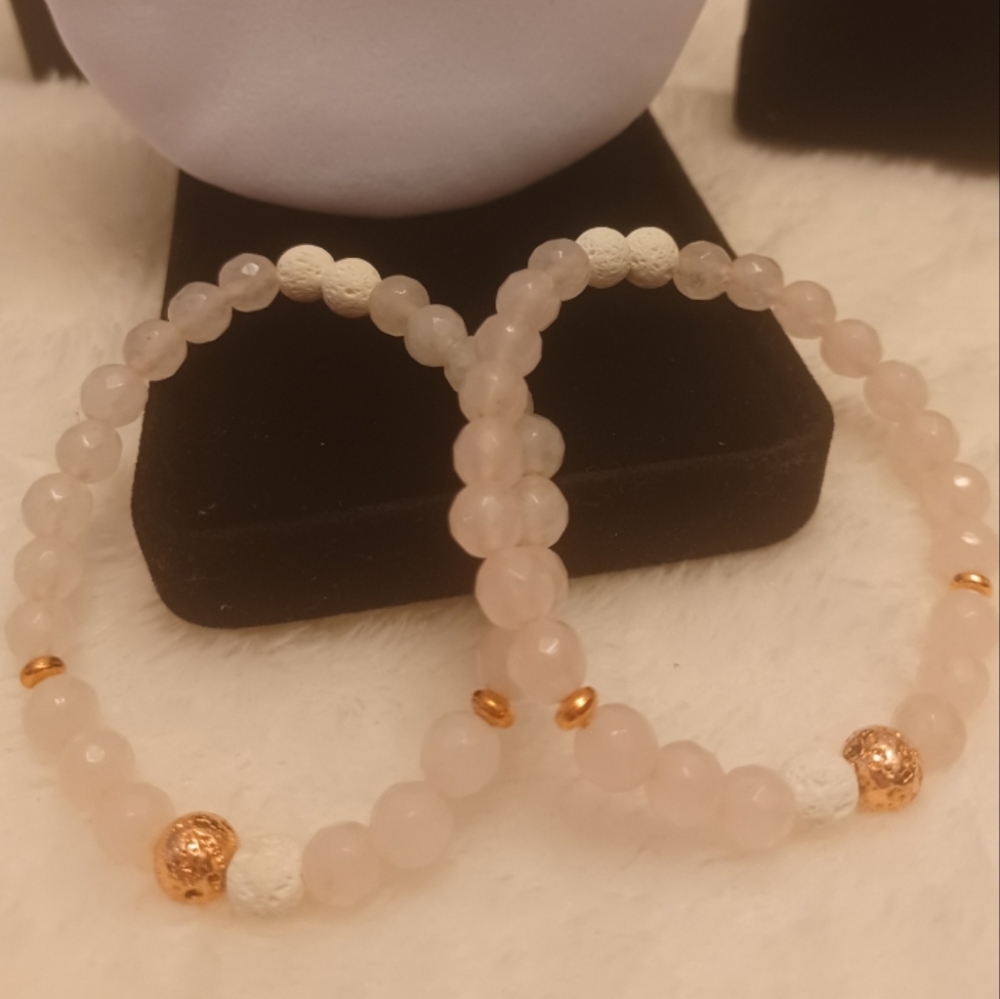 🩷 Rose Quartz Love Stone Aromatherapy Oil Diffuser Calming Bracelet 6mm
